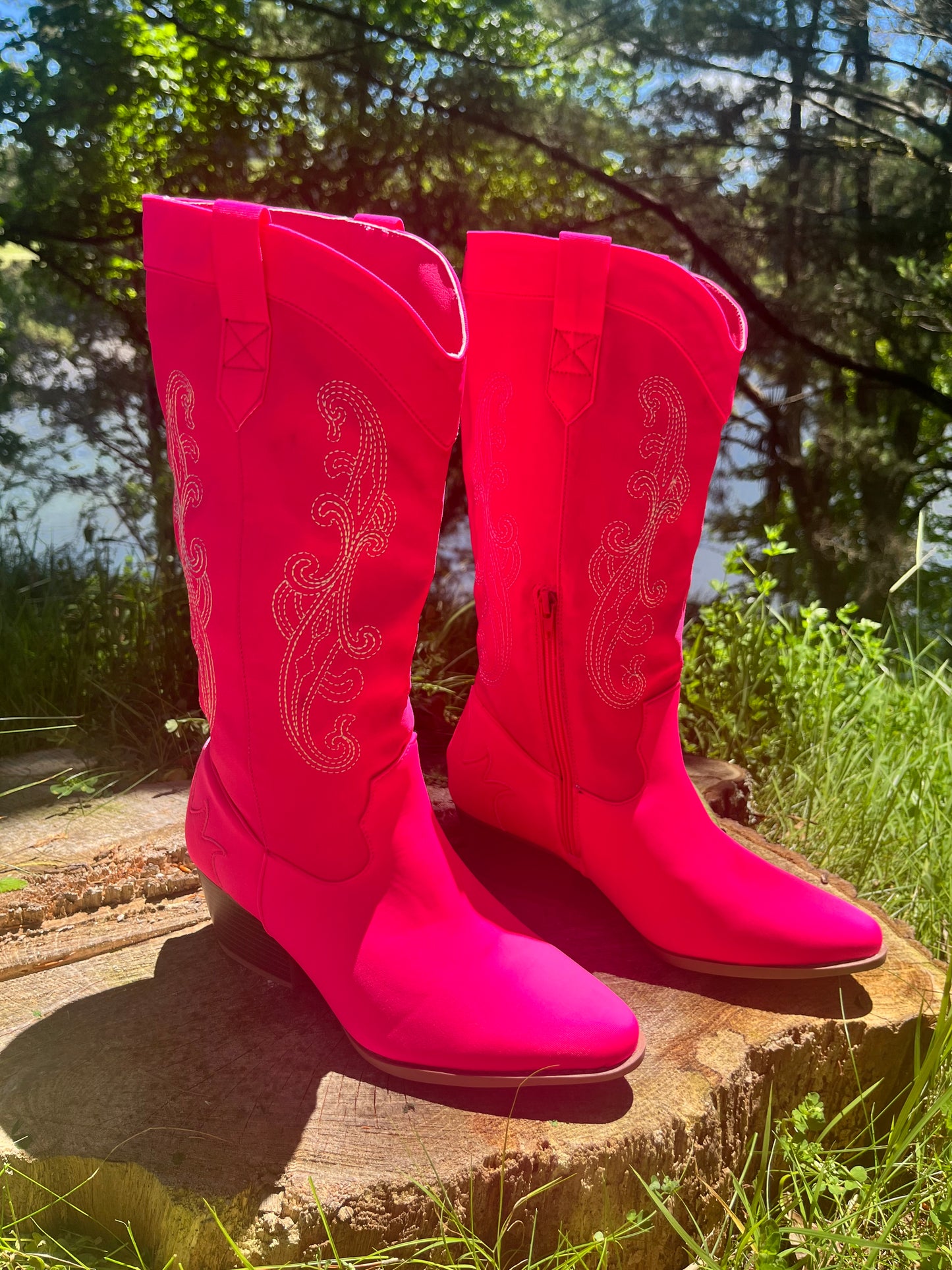 Pink Embroidered Cowgirl Boots