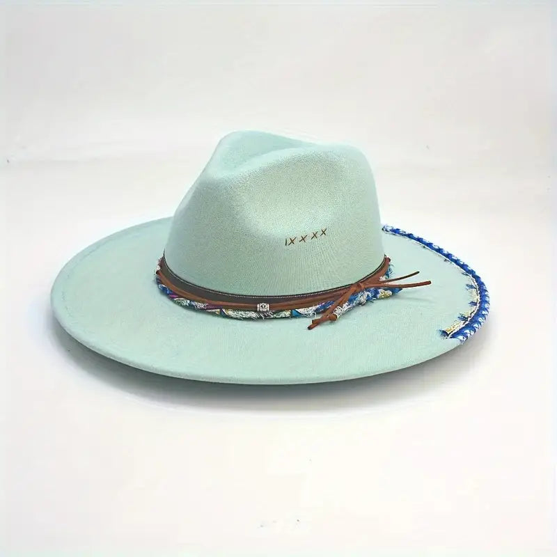 Light Blue Fedora With Trim