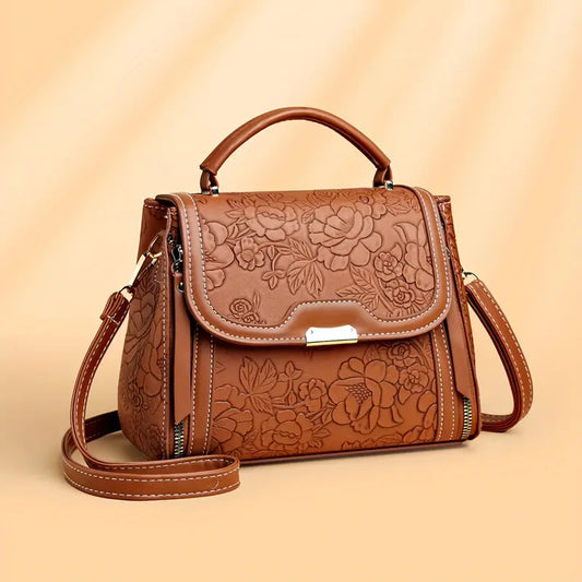 Brown Embossed Western Handbag