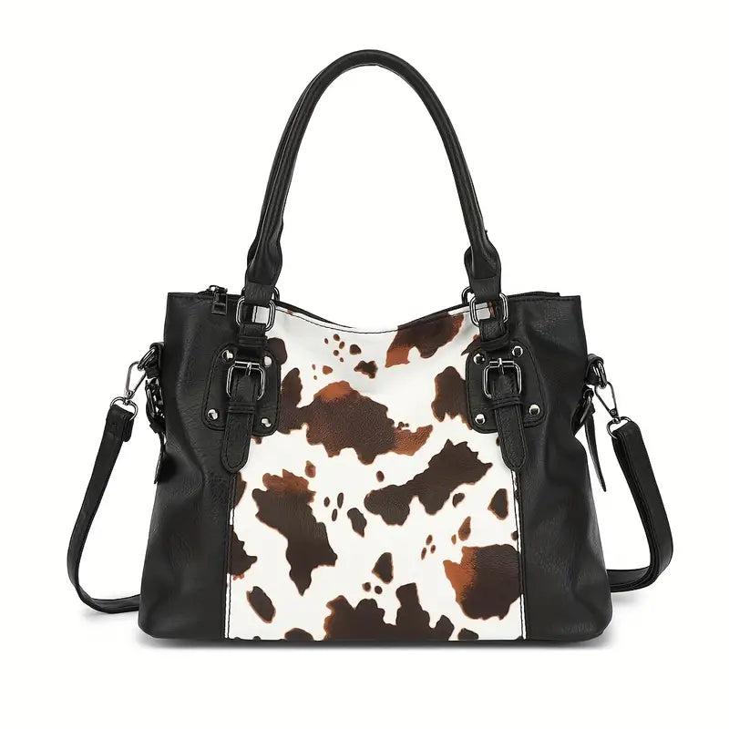 Black Cow Print Bag
