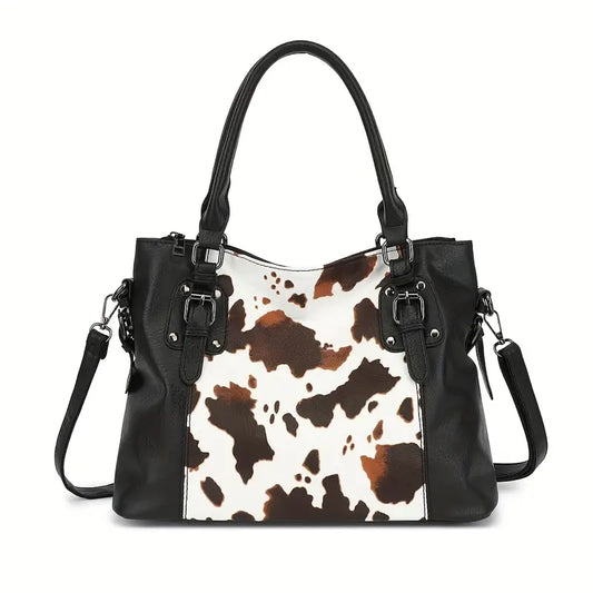 Black Cow Print Bag