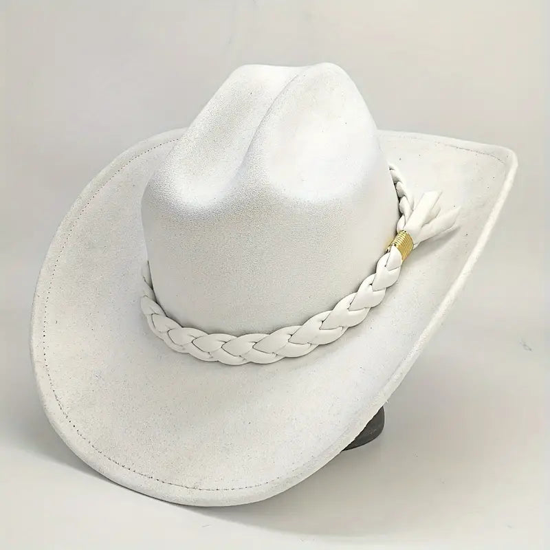 White Faux Leather Cowgirl Hat